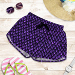 Purple Dragon Scales Pattern Print Women's Shorts