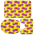 Purple EDM Pineapple Pattern Print 3 Piece Bath Mat Set