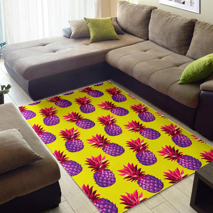 Purple EDM Pineapple Pattern Print Area Rug GearFrost