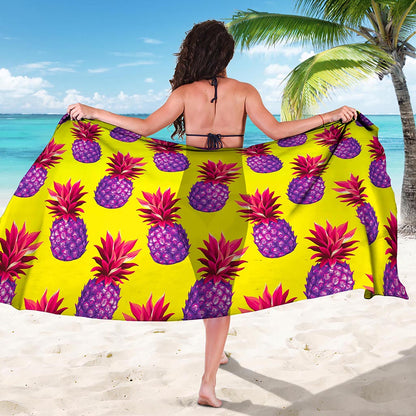 Purple EDM Pineapple Pattern Print Beach Sarong Wrap