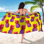 Purple EDM Pineapple Pattern Print Beach Sarong Wrap