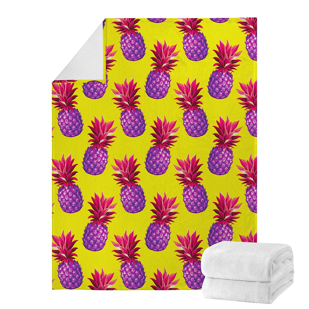 Purple EDM Pineapple Pattern Print Blanket