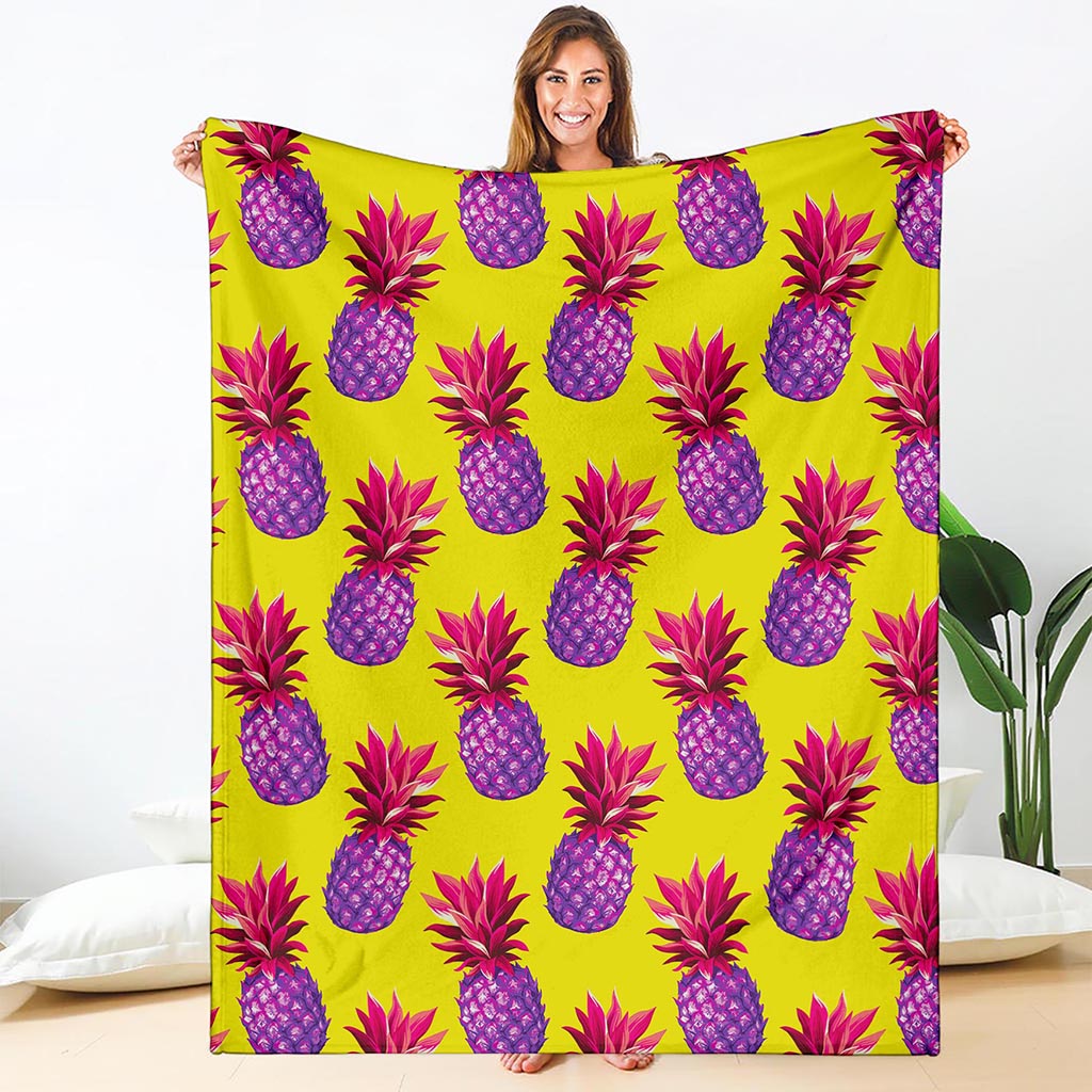 Purple EDM Pineapple Pattern Print Blanket