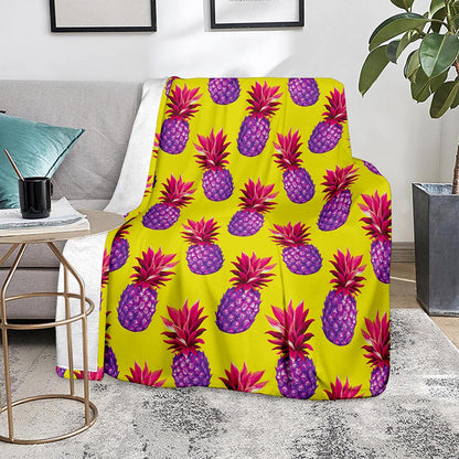 Purple EDM Pineapple Pattern Print Blanket