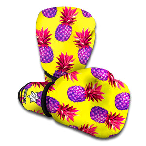 Purple EDM Pineapple Pattern Print Boxing Gloves