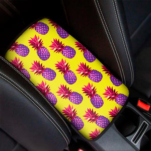 Purple EDM Pineapple Pattern Print Car Center Console Cover