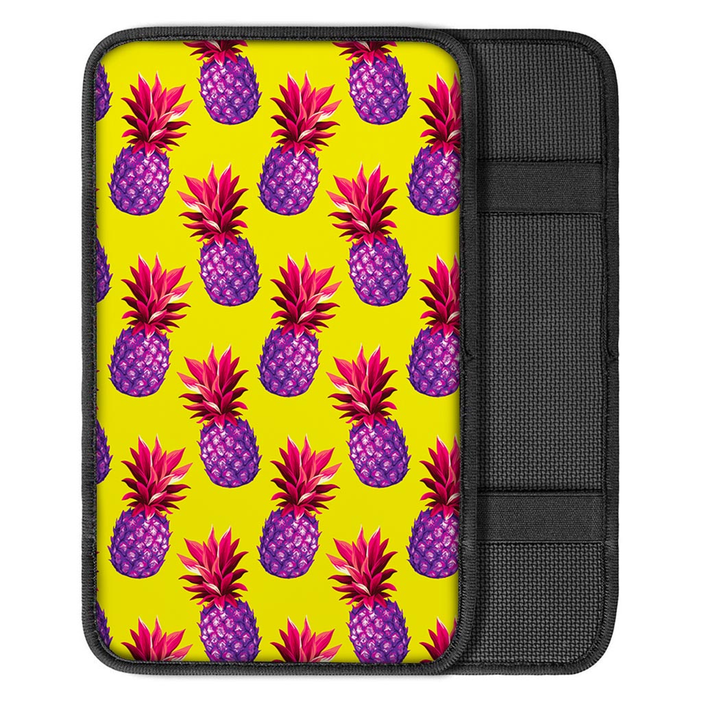 Purple EDM Pineapple Pattern Print Car Center Console Cover