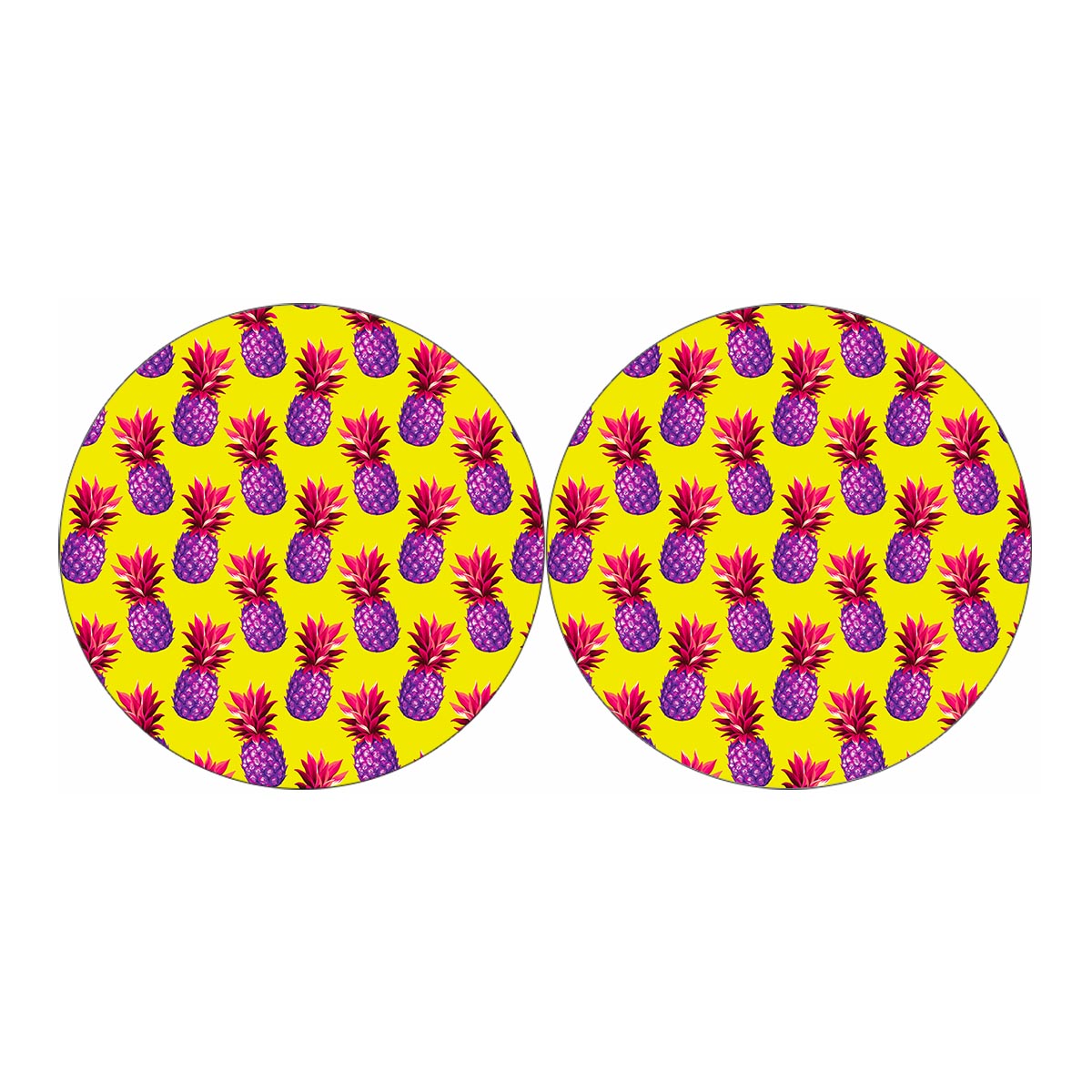 Purple EDM Pineapple Pattern Print Car Coasters