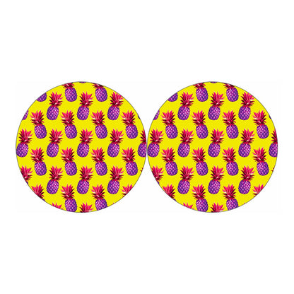 Purple EDM Pineapple Pattern Print Car Coasters