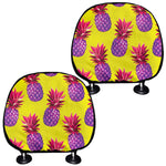 Purple EDM Pineapple Pattern Print Car Headrest Covers