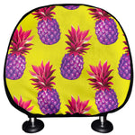Purple EDM Pineapple Pattern Print Car Headrest Covers