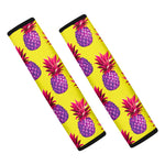 Purple EDM Pineapple Pattern Print Car Seat Belt Covers