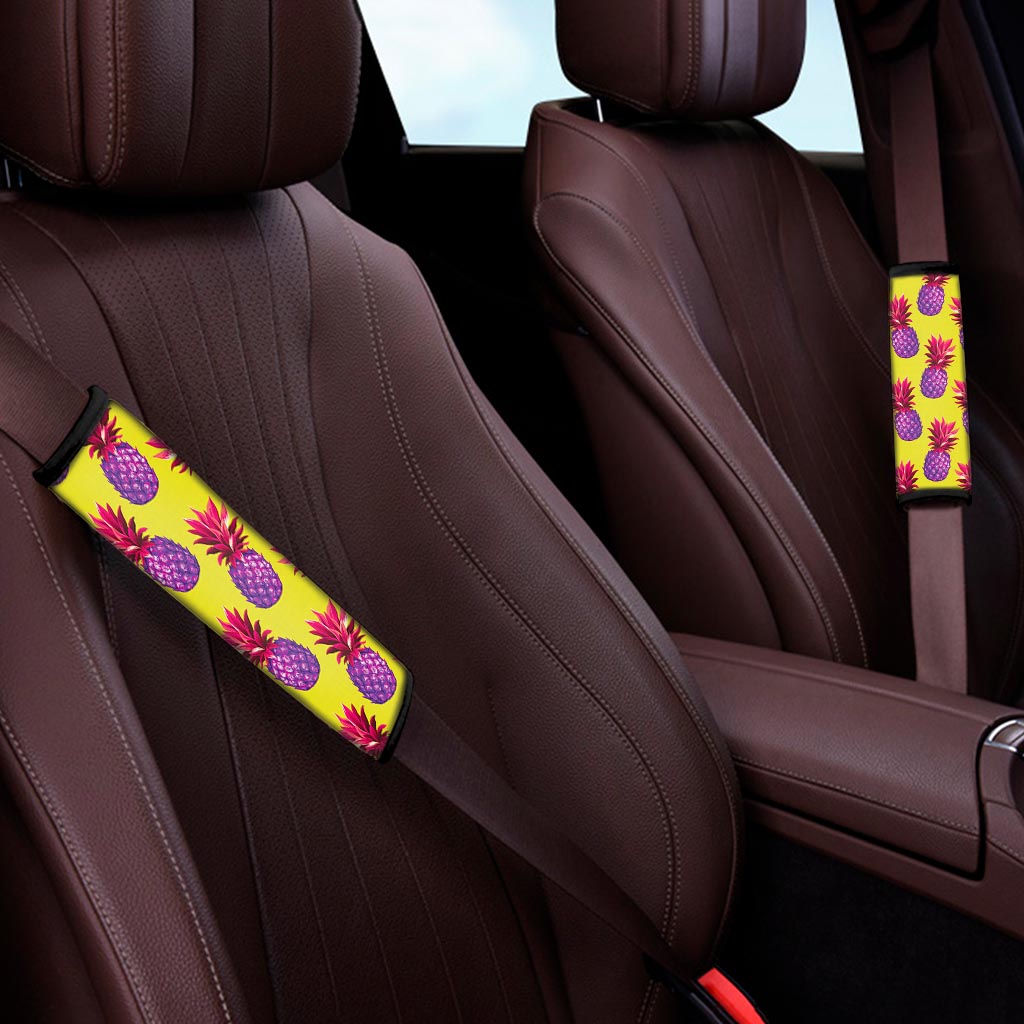 Purple EDM Pineapple Pattern Print Car Seat Belt Covers