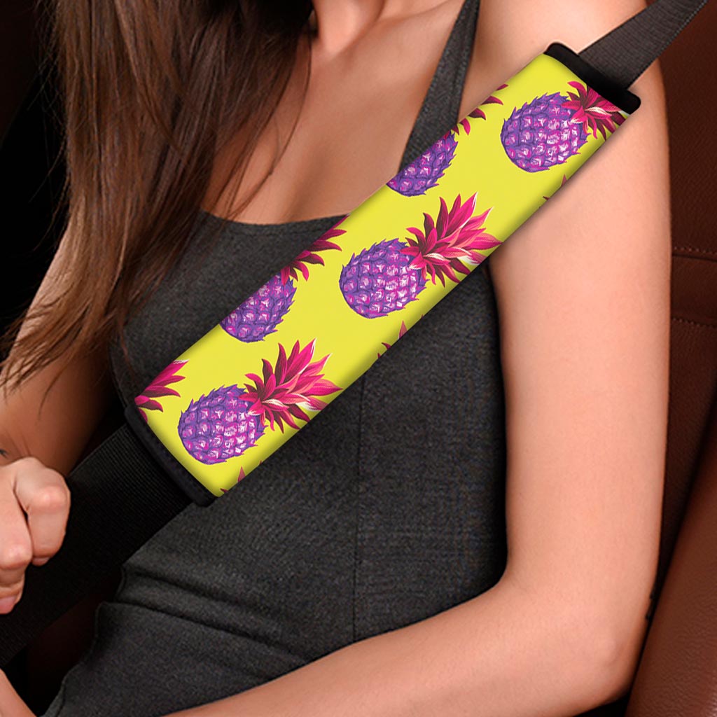 Purple EDM Pineapple Pattern Print Car Seat Belt Covers