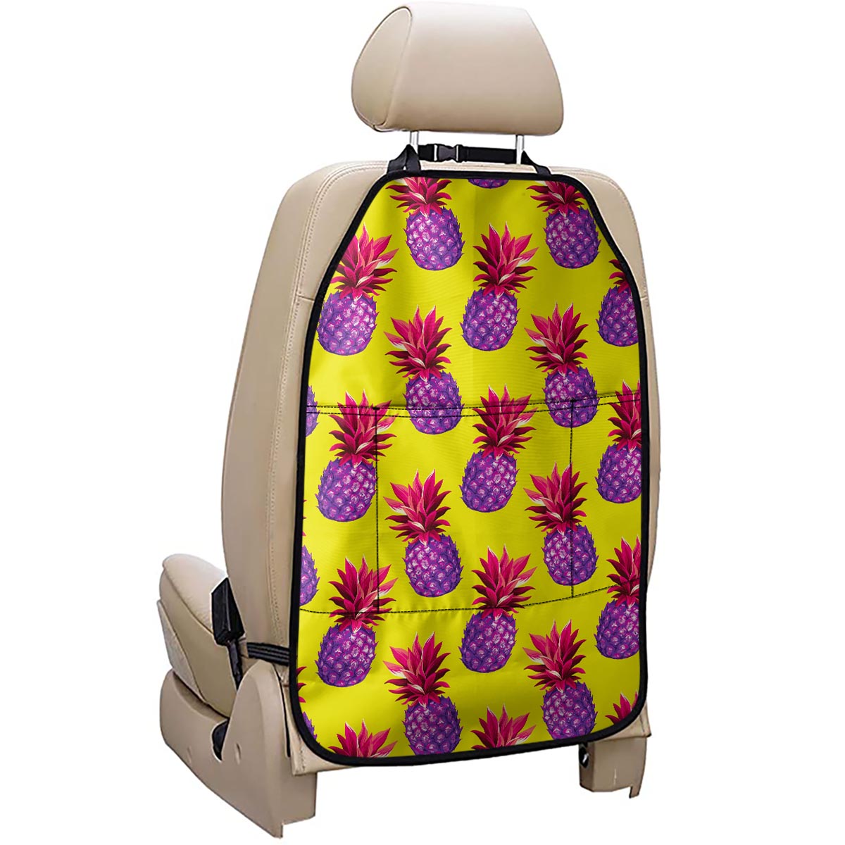 Purple EDM Pineapple Pattern Print Car Seat Organizers
