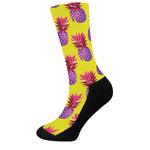 Purple EDM Pineapple Pattern Print Crew Socks