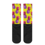 Purple EDM Pineapple Pattern Print Crew Socks