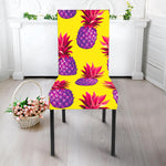 Purple EDM Pineapple Pattern Print Dining Chair Slipcover
