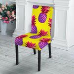 Purple EDM Pineapple Pattern Print Dining Chair Slipcover