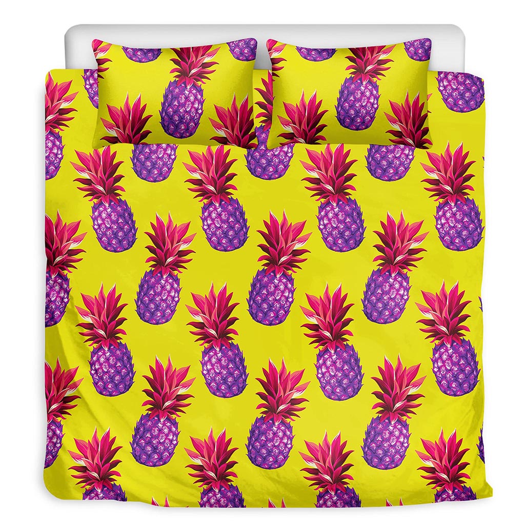 Purple EDM Pineapple Pattern Print Duvet Cover Bedding Set
