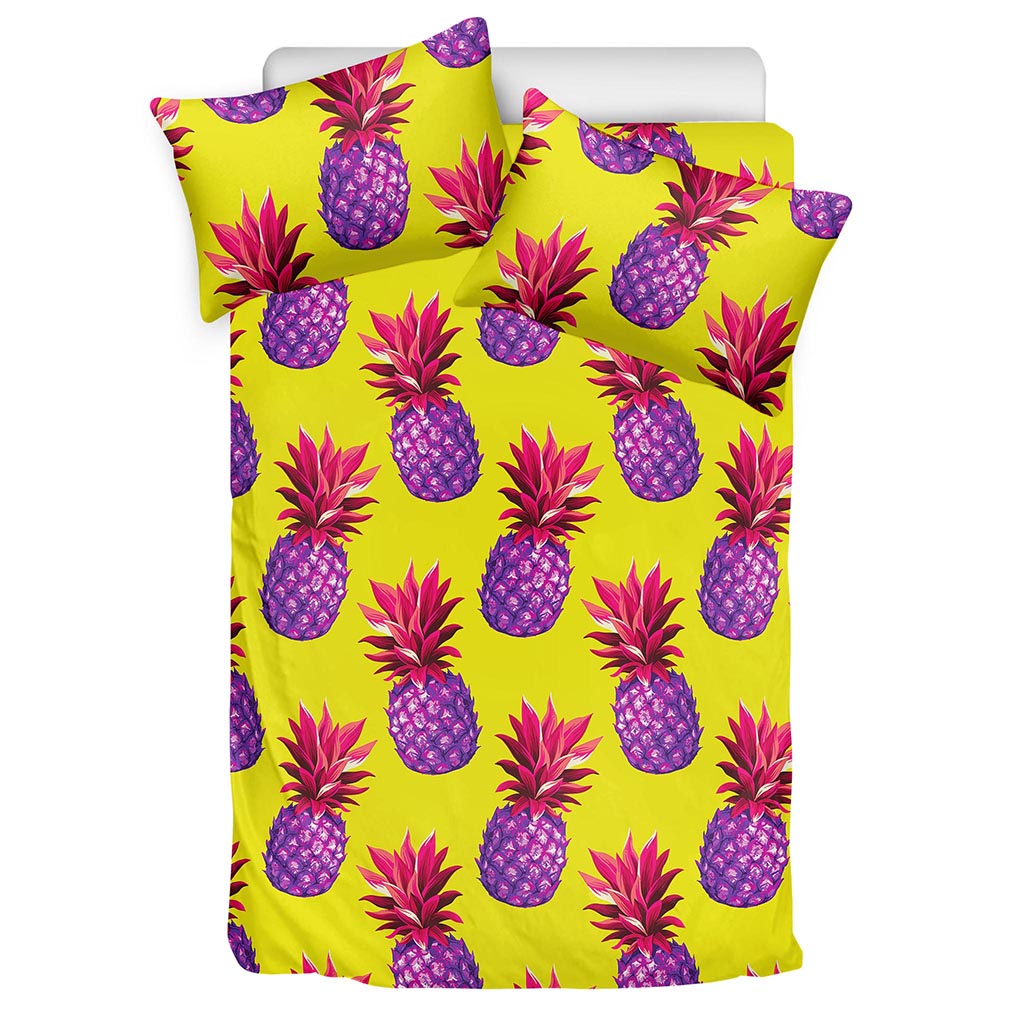 Purple EDM Pineapple Pattern Print Duvet Cover Bedding Set