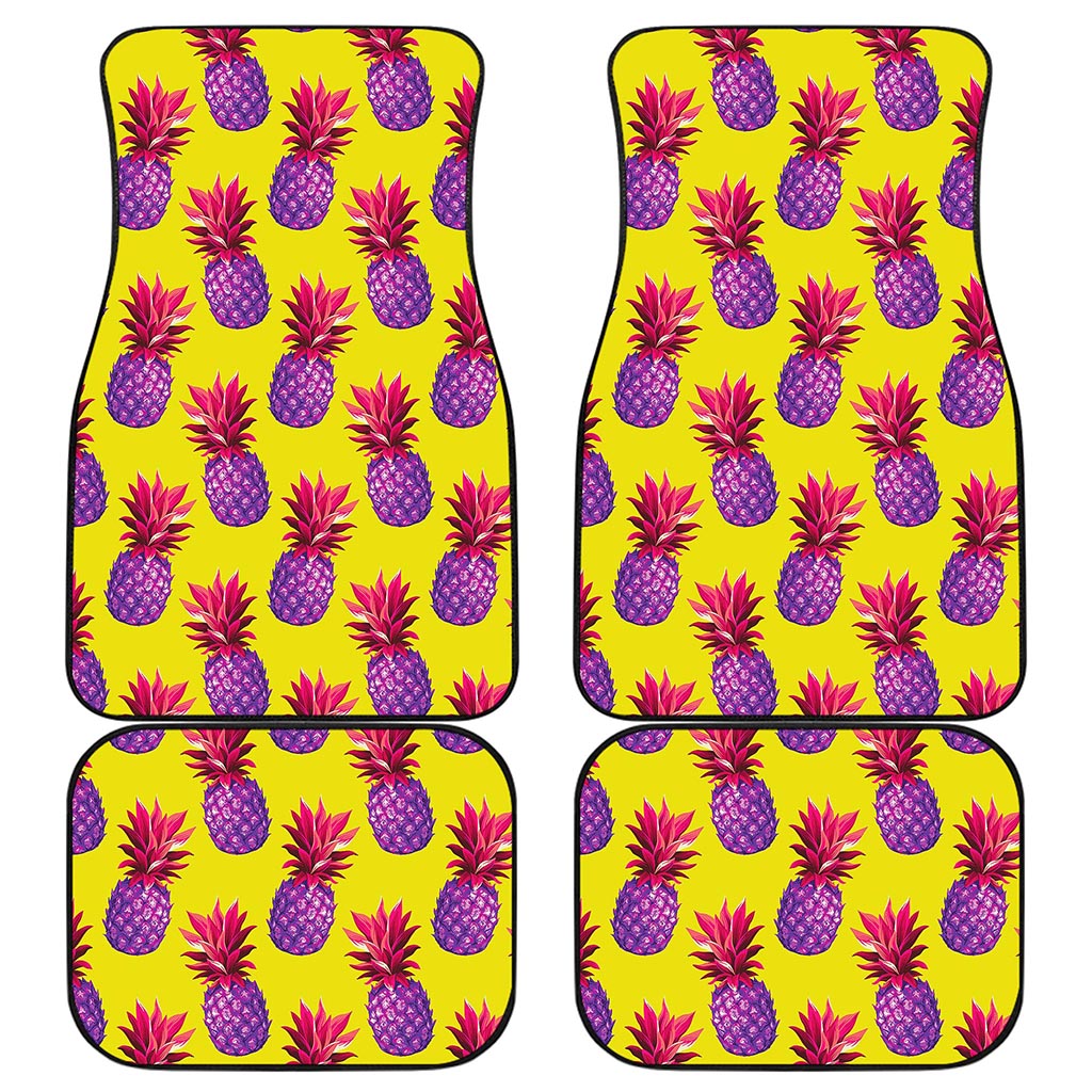 Purple EDM Pineapple Pattern Print Front and Back Car Floor Mats