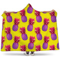 Purple EDM Pineapple Pattern Print Hooded Blanket