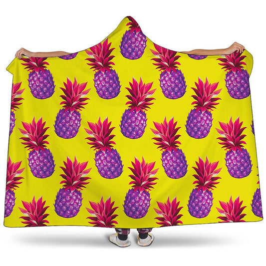 Purple EDM Pineapple Pattern Print Hooded Blanket