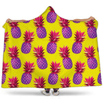 Purple EDM Pineapple Pattern Print Hooded Blanket
