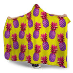 Purple EDM Pineapple Pattern Print Hooded Blanket