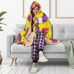 Purple EDM Pineapple Pattern Print Hooded Blanket