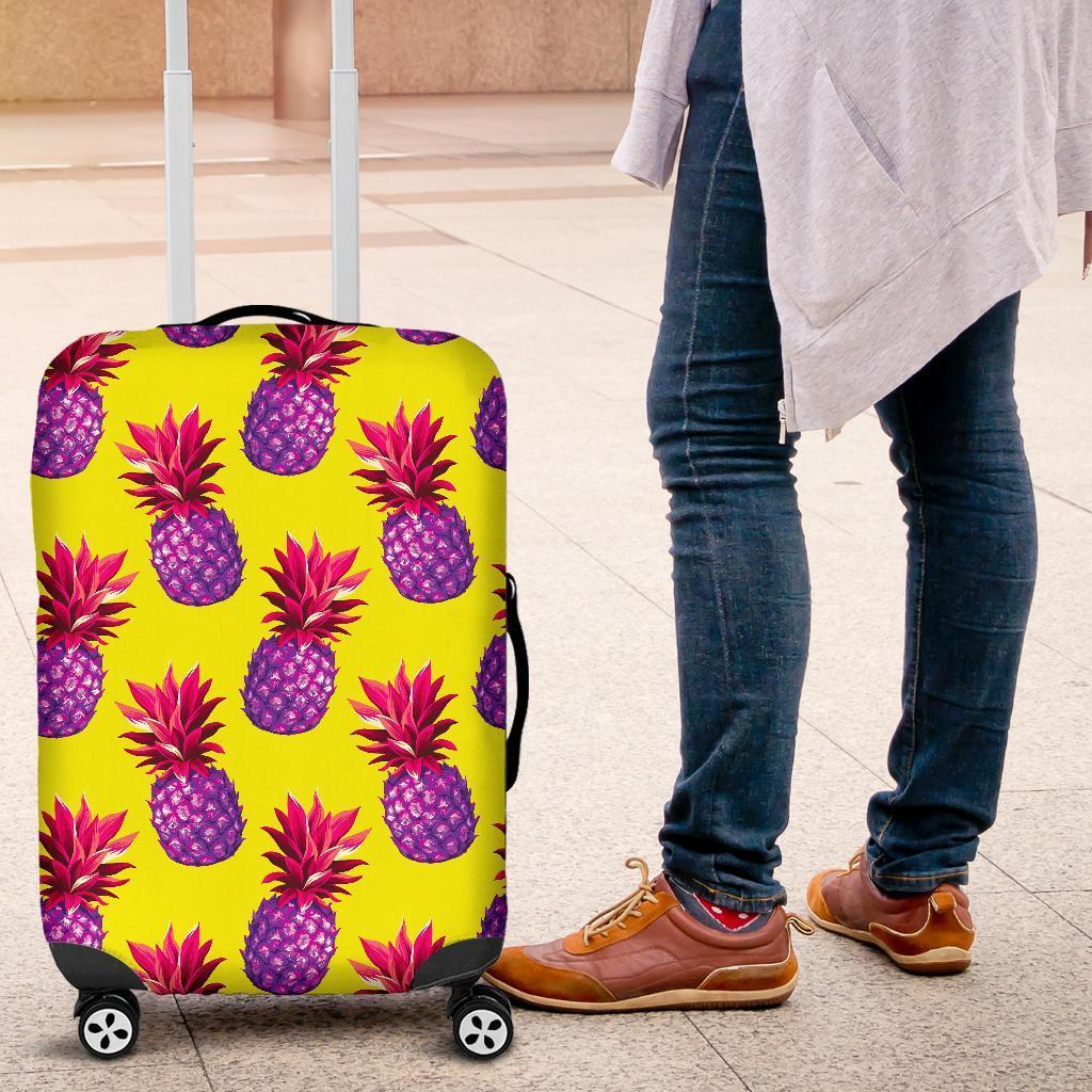 Purple EDM Pineapple Pattern Print Luggage Cover GearFrost