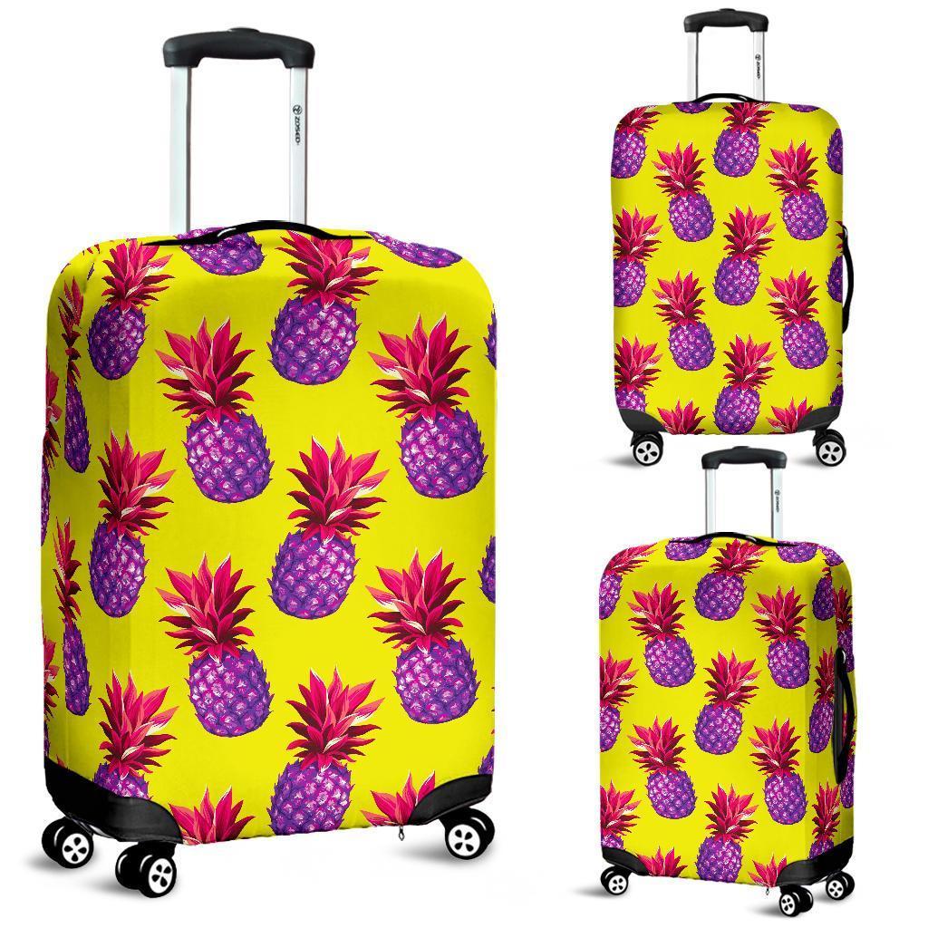 Purple EDM Pineapple Pattern Print Luggage Cover GearFrost