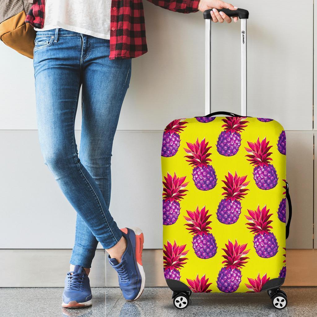 Purple EDM Pineapple Pattern Print Luggage Cover GearFrost