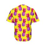 Purple EDM Pineapple Pattern Print Men's Baseball Jersey