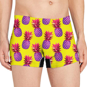 Purple EDM Pineapple Pattern Print Men's Boxer Briefs