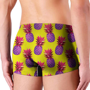 Purple EDM Pineapple Pattern Print Men's Boxer Briefs