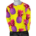 Purple EDM Pineapple Pattern Print Men's Crewneck Sweatshirt GearFrost