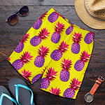 Purple EDM Pineapple Pattern Print Men's Shorts