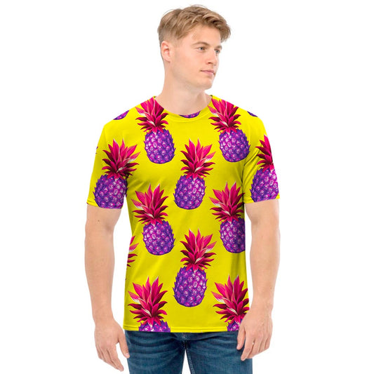 Purple EDM Pineapple Pattern Print Men's T-Shirt
