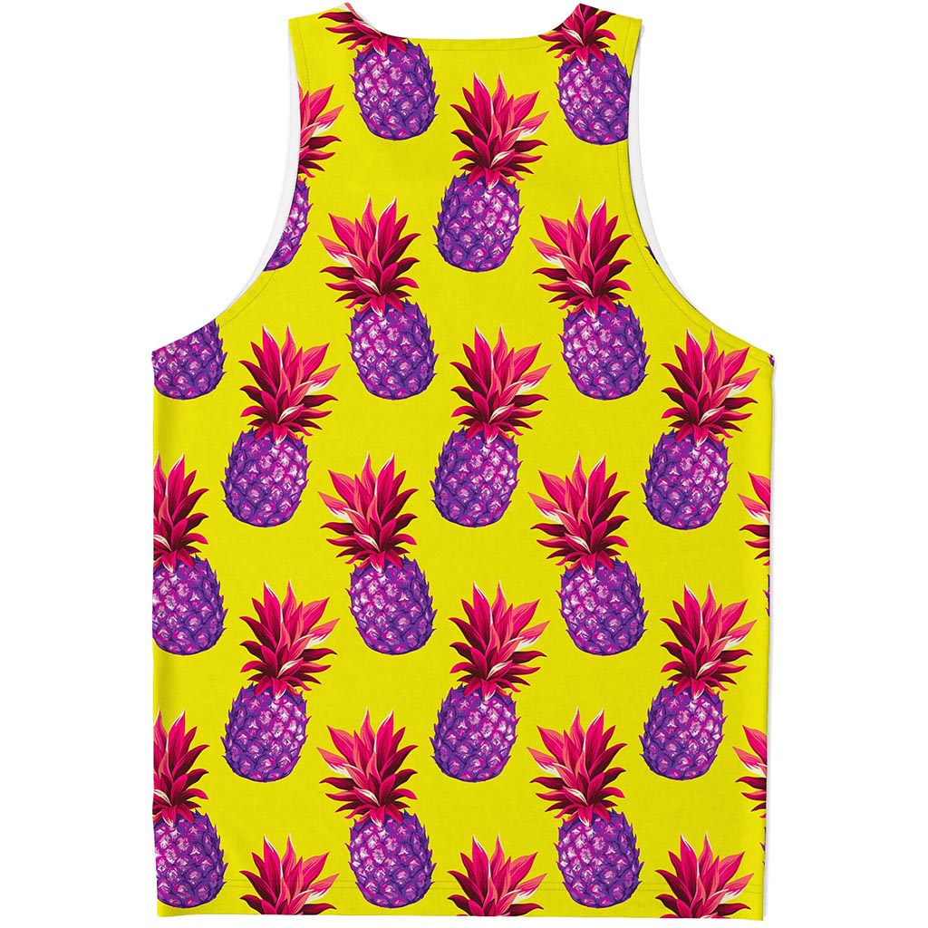 Purple EDM Pineapple Pattern Print Men's Tank Top