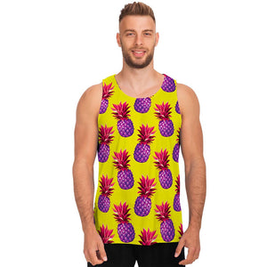 Purple EDM Pineapple Pattern Print Men's Tank Top