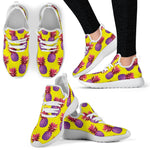 Purple EDM Pineapple Pattern Print Mesh Knit Shoes GearFrost