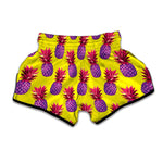 Purple EDM Pineapple Pattern Print Muay Thai Boxing Shorts