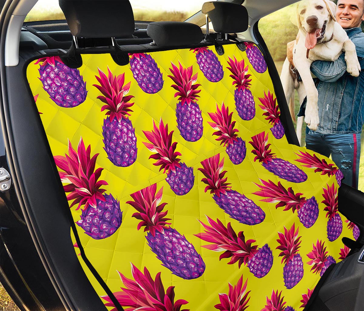 Purple EDM Pineapple Pattern Print Pet Car Back Seat Cover