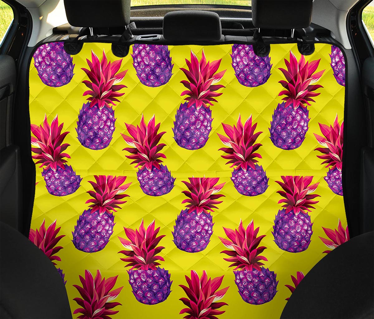 Purple EDM Pineapple Pattern Print Pet Car Back Seat Cover