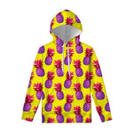 Purple EDM Pineapple Pattern Print Pullover Hoodie