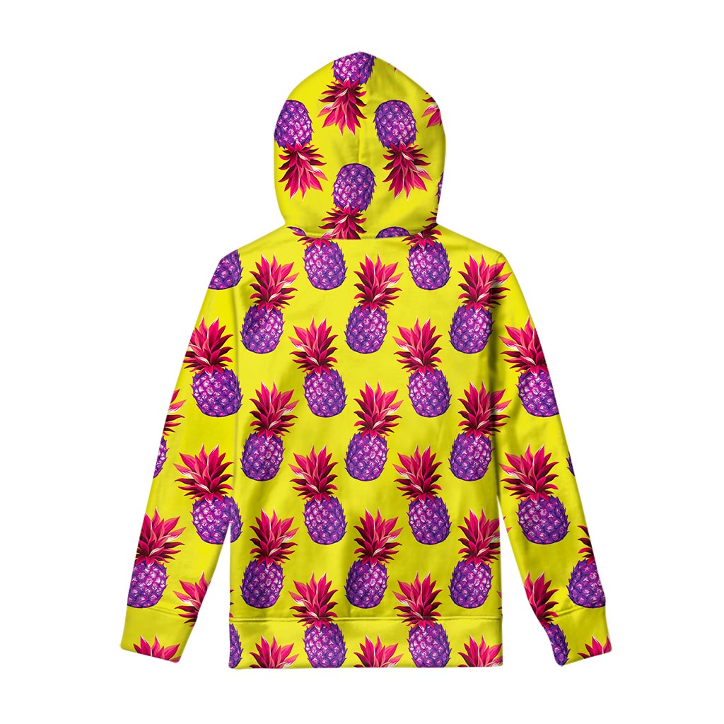 Purple EDM Pineapple Pattern Print Pullover Hoodie