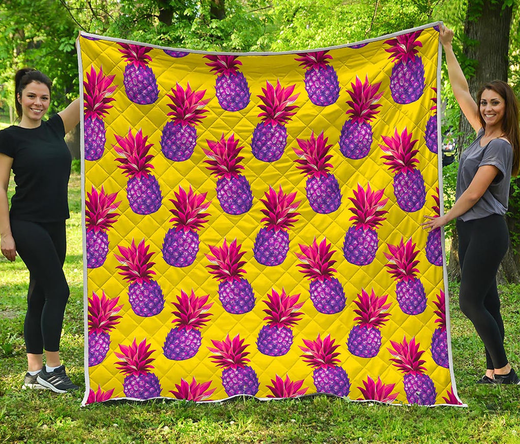 Purple EDM Pineapple Pattern Print Quilt