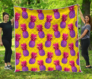 Purple EDM Pineapple Pattern Print Quilt